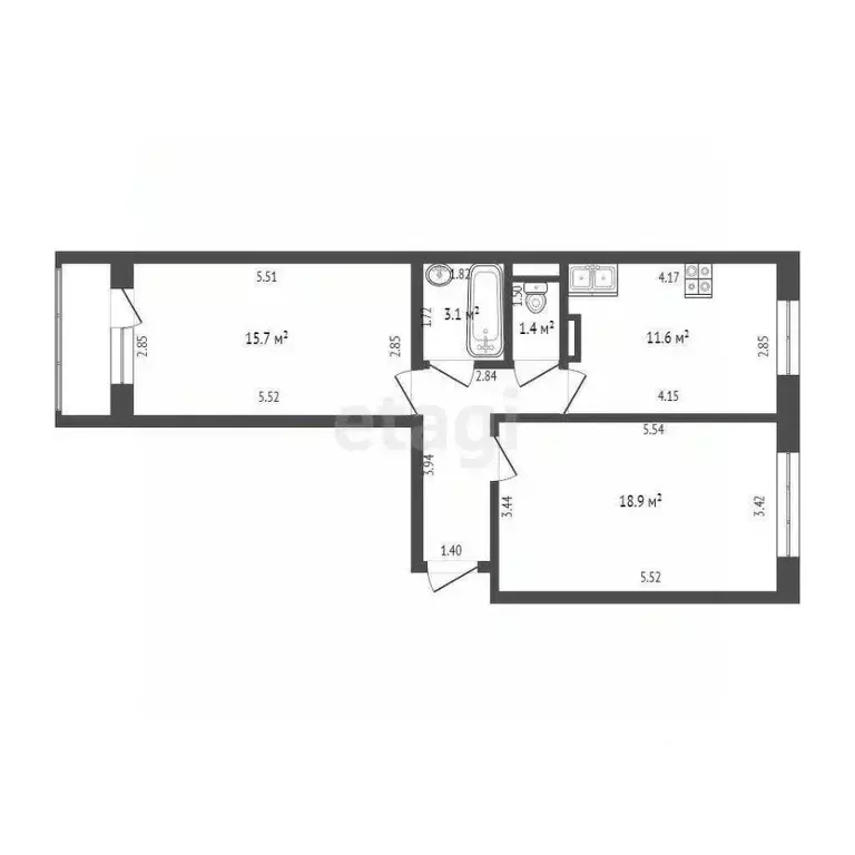 2-к кв. Мордовия, Саранск ул. Косарева, 117 (61.5 м) - Фото 2