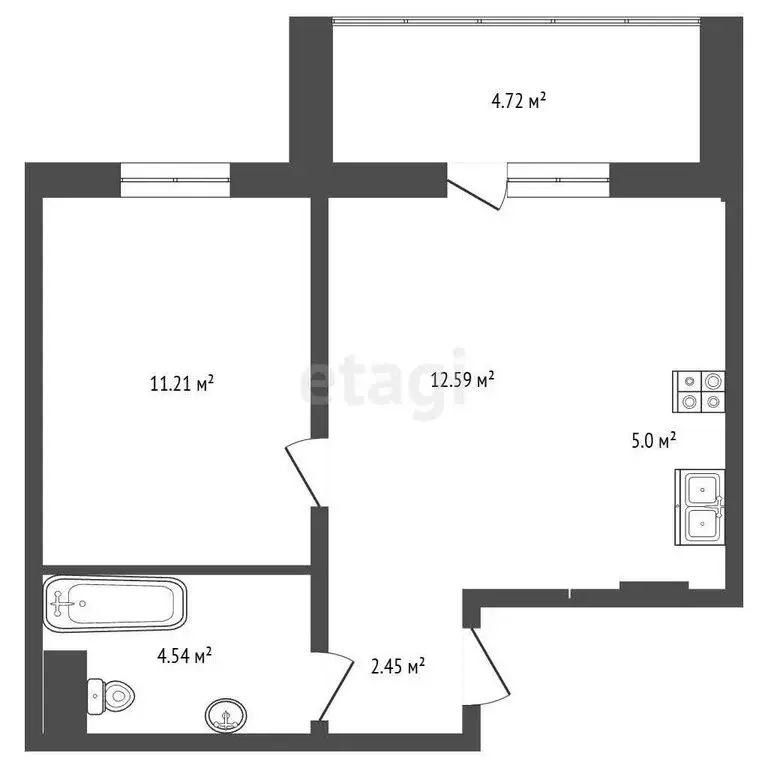 1-комнатная квартира: Челябинск, улица Дмитрия Неаполитанова, 26 (35.9 ... - Фото 1