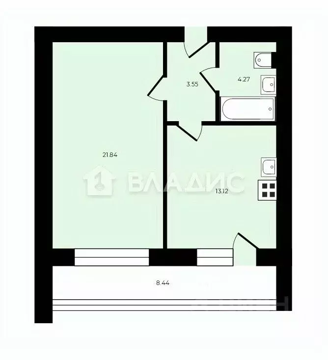 1-к кв. Владимирская область, Владимир ул. Родионовка, 8 (41.2 м) - Фото 2