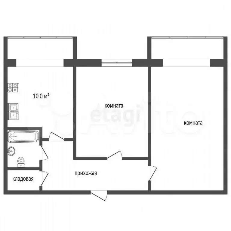 2-к. квартира, 51,5 м, 3/5 эт. - Фото 0