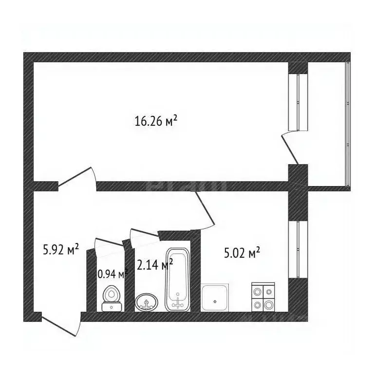 1-к кв. Нижегородская область, Дзержинск ул. Ульянова, 6А (30.2 м) - Фото 2