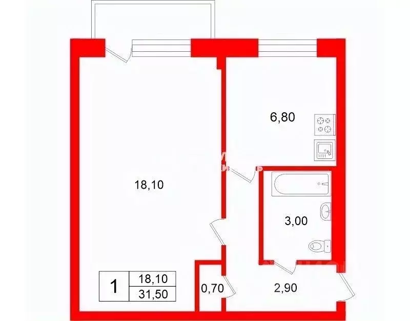 1-к кв. Санкт-Петербург просп. Мечникова, 17 (31.5 м) - Фото 2