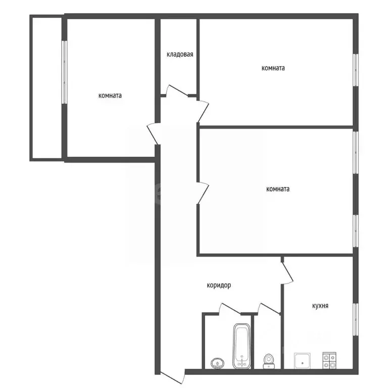 3-к кв. Воронежская область, Воронеж Калининградская ул., 100 (67.7 м) - Фото 1
