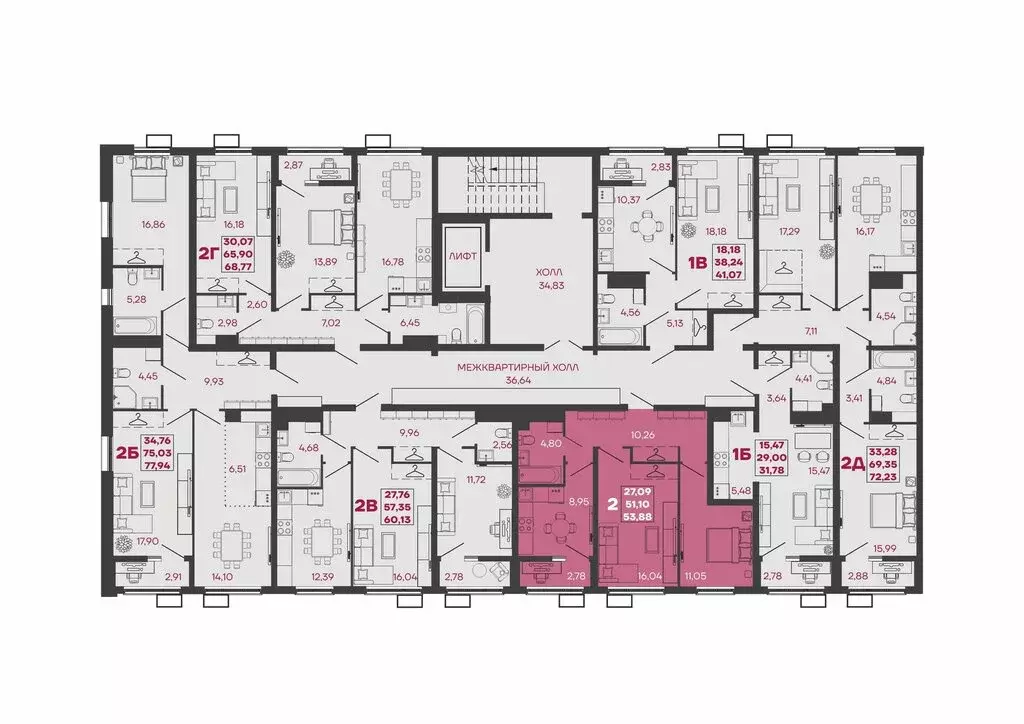 2-комнатная квартира: Кузнецк, микрорайон Южный, жилой комплекс Дебют ... - Фото 2
