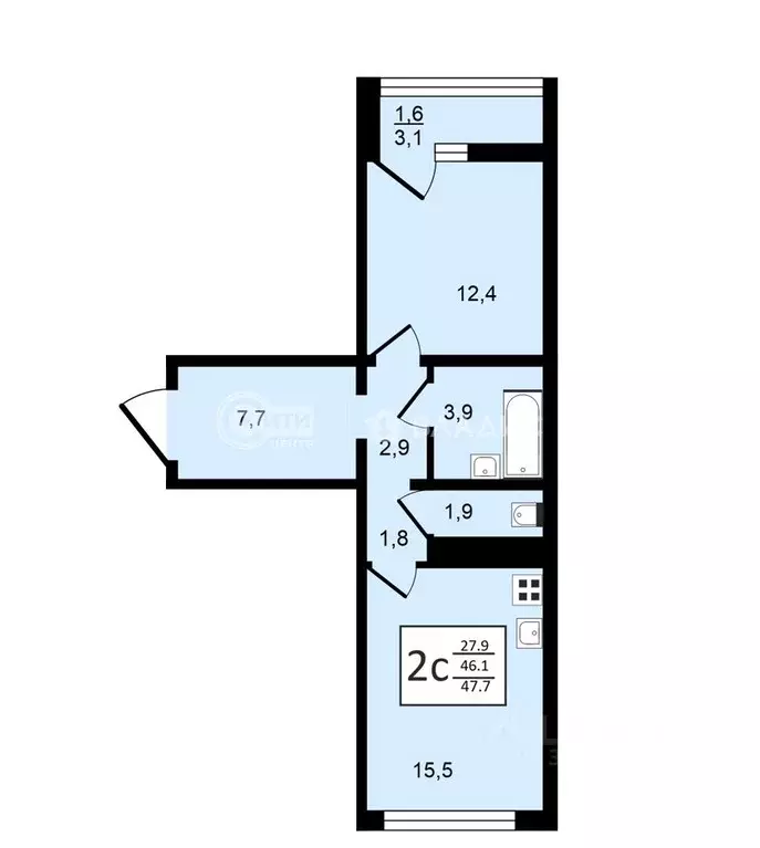 2-к кв. Воронежская область, Воронеж ул. Пескова, 8 (47.7 м) - Фото 0