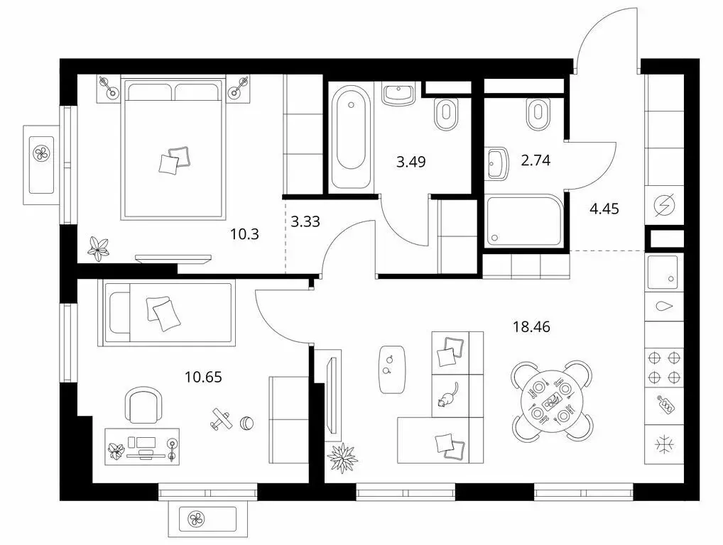 2-комнатная квартира: деревня Новое Девяткино, Главная улица, 10 ... - Фото 1