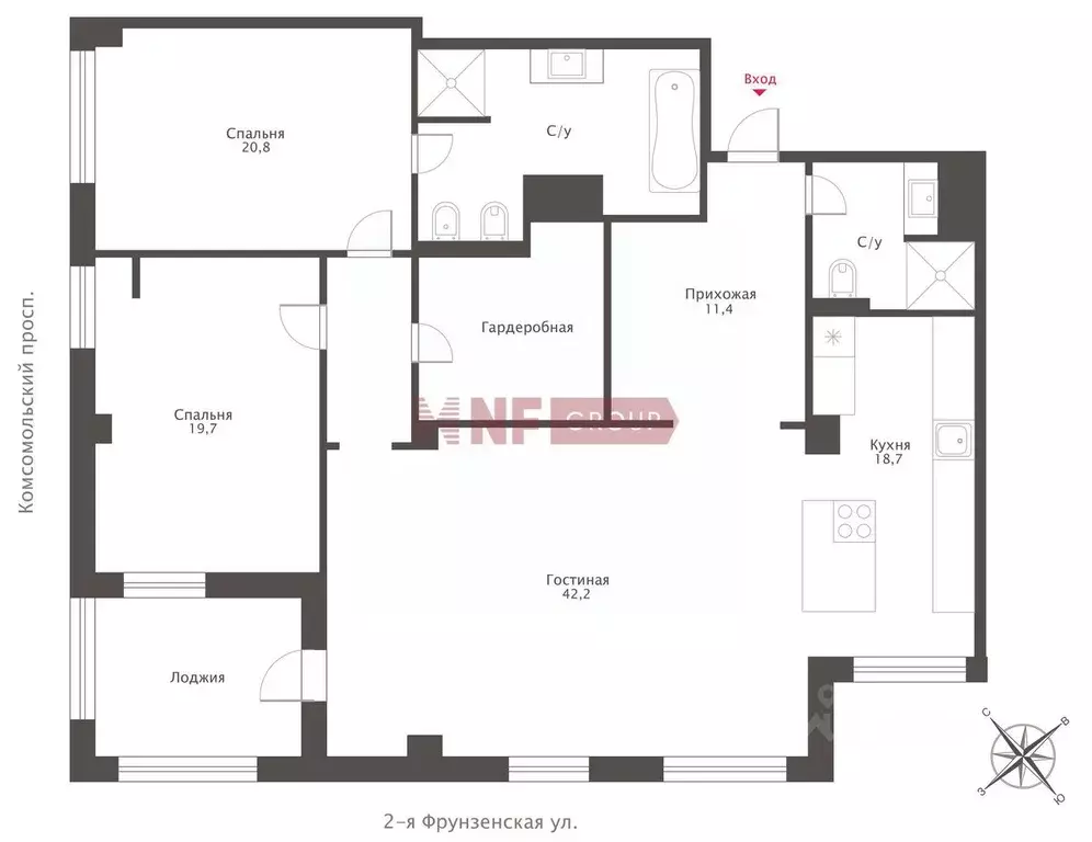 4-к кв. Москва 2-я Фрунзенская ул., 12 (140.0 м) - Фото 2