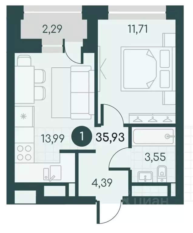 1-к кв. Курганская область, Курган Малиновые высоты жилой комплекс ... - Фото 1