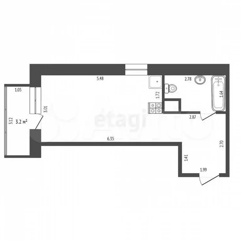 Квартира-студия, 27 м, 5/19 эт. - Фото 0