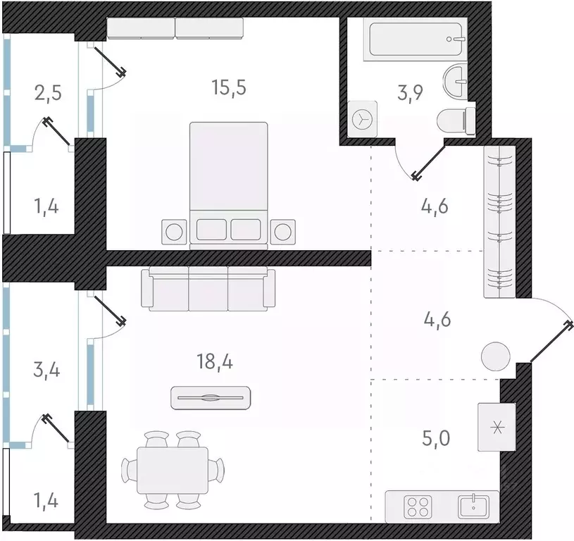 2-к кв. Новосибирская область, Новосибирск ул. Аэропорт, 49 (52.0 м) - Фото 0