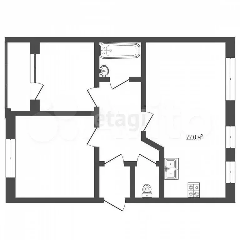 3-к. квартира, 77,7 м, 1/3 эт. - Фото 0
