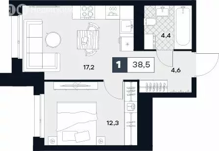 1-комнатная квартира: Москва, Лодочная улица, 27к2 (38.5 м) - Фото 0