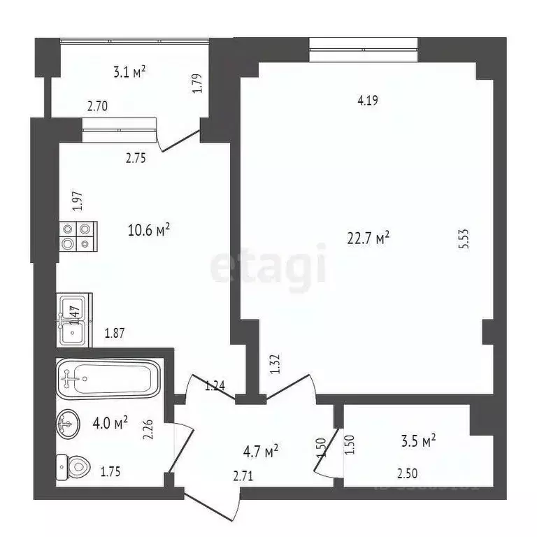 1-к кв. Ростовская область, Новочеркасск ул. Бакунина, 21 (47.5 м) - Фото 1