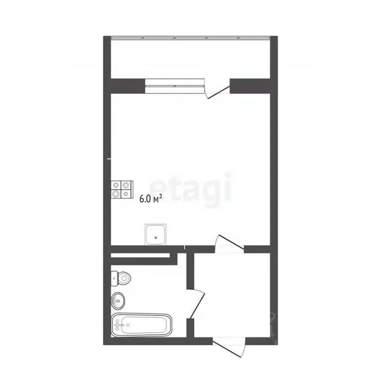 Студия Тюменская область, Тюмень ул. Новоселов, 117 (15.8 м) - Фото 2
