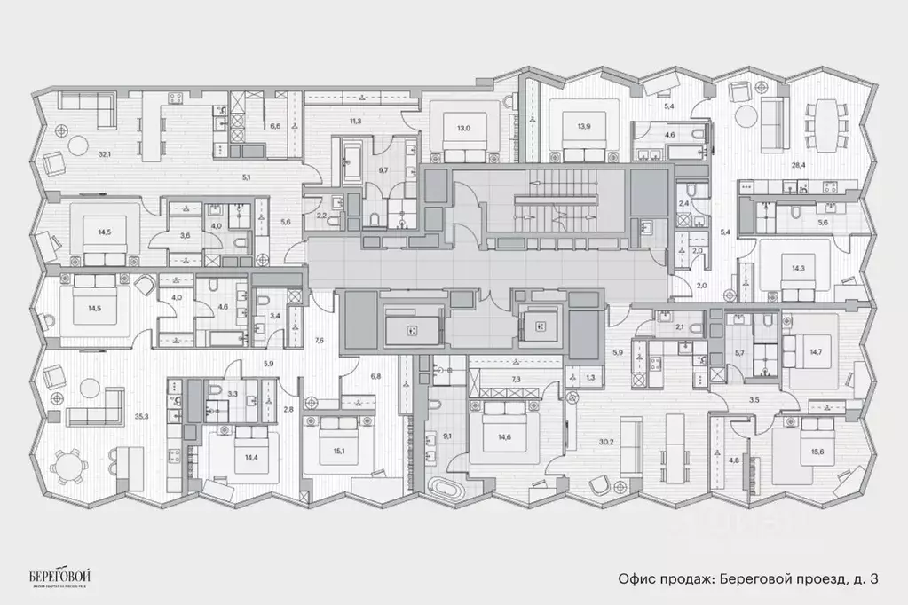 3-к кв. Москва Береговой проезд, 2 (114.8 м) - Фото 1