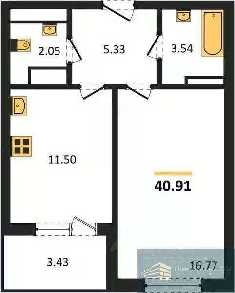 1-к кв. Воронежская область, Воронеж ул. Ломоносова, 116Б (43.6 м) - Фото 0