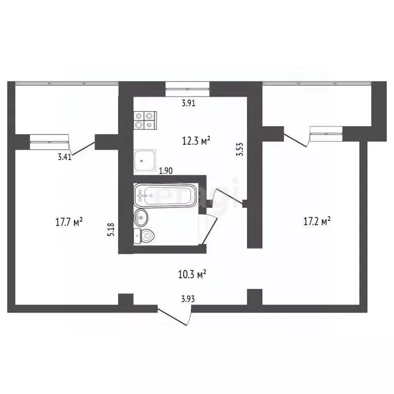 2-к кв. Тюменская область, Тюмень Минская ул., 65к1 (60.3 м) - Фото 1