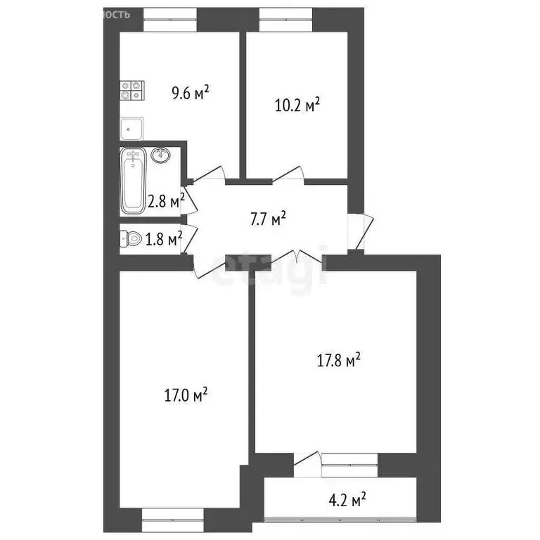 3-комнатная квартира: Ялуторовск, улица Свободы, 18 (66.4 м) - Фото 1