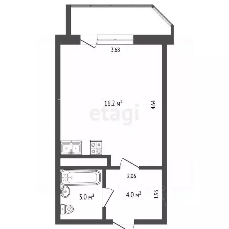 Студия Архангельская область, Архангельск ул. Гайдара, 57к4 (23.2 м) - Фото 2