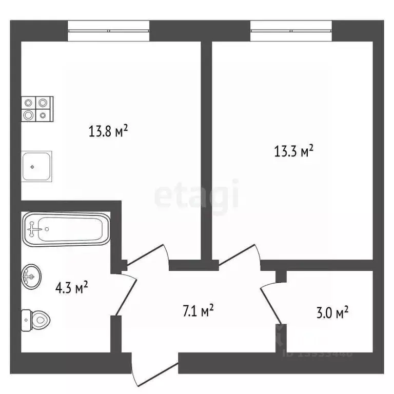 1-к кв. Тюменская область, Тюмень Новгородская ул., 20 (41.5 м) - Фото 2