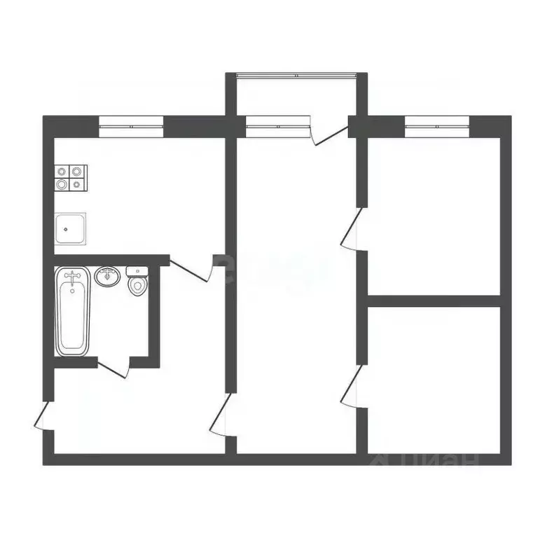 2-к кв. Тульская область, Киреевск Школьная ул., 1 (43.4 м) - Фото 2