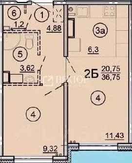 1-к кв. Ярославская область, Ярославль ул. Дядьковская, 16А (36.8 м) - Фото 2