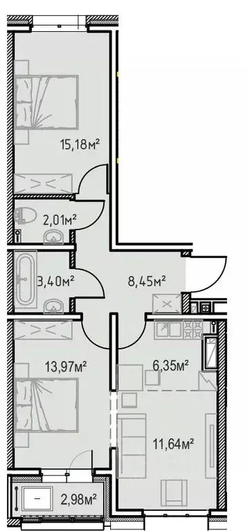 2-к кв. Иркутская область, Иркутск Иркутск-2 мкр, Зенит жилой комплекс ... - Фото 1
