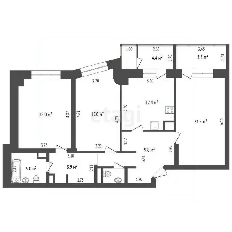 3-к кв. Ямало-Ненецкий АО, Губкинский 14-й мкр, 20 (97.7 м) - Фото 1