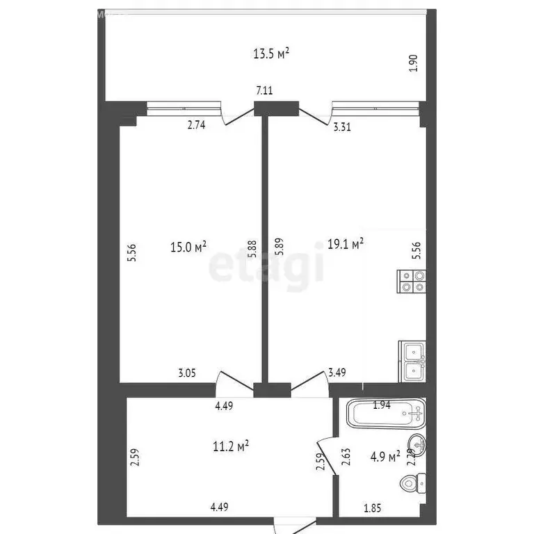 2-комнатная квартира: Севастополь, Парковая улица, 7 (30.5 м) - Фото 0