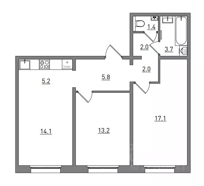 3-к кв. Кировская область, Киров ул. Чистопрудненская, 13А (64.5 м) - Фото 2