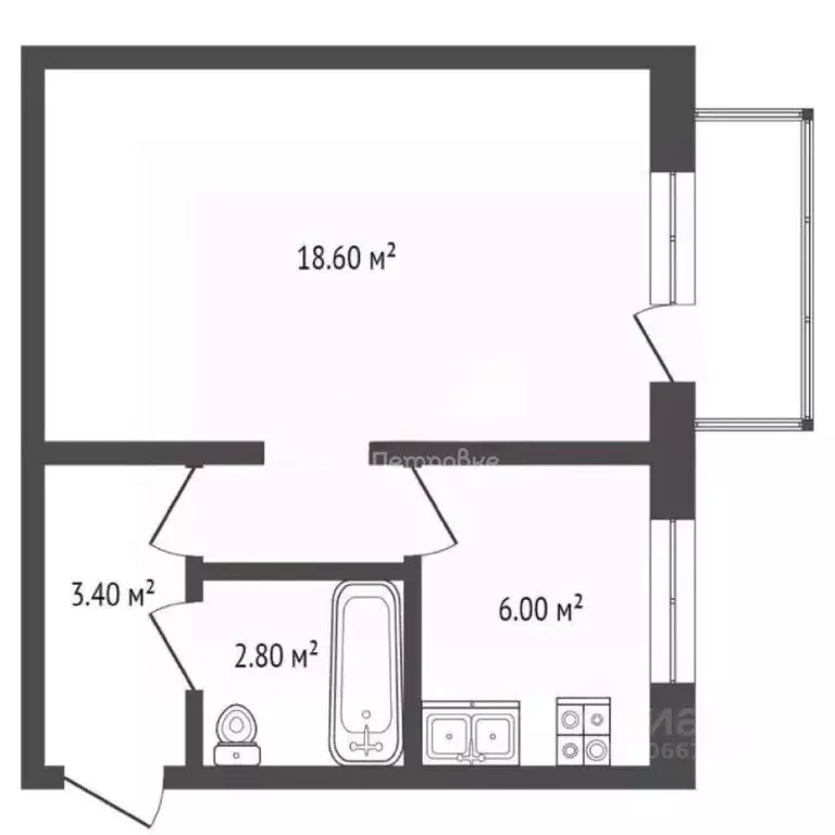 1-к кв. Москва Ленинградское ш., 13К2 (30.0 м) - Фото 1