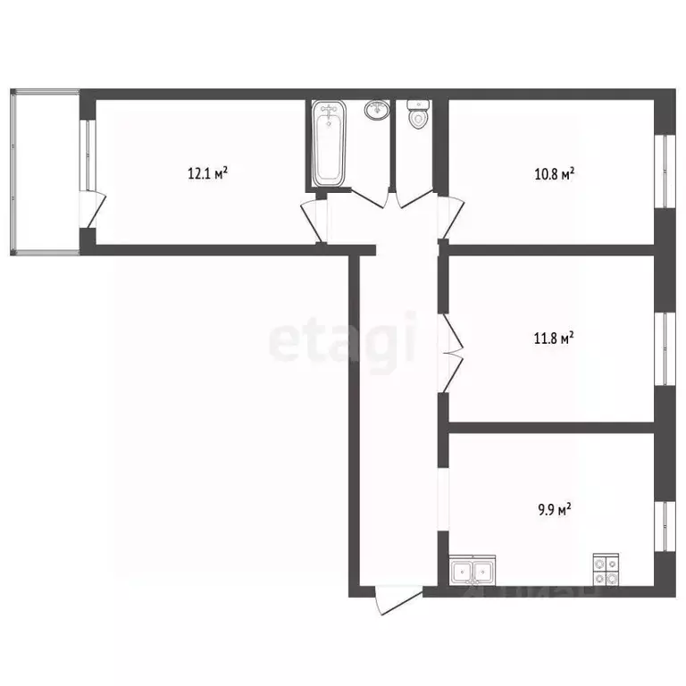 3-к кв. Свердловская область, Екатеринбург ул. Металлургов, 18А (57.8 ... - Фото 2