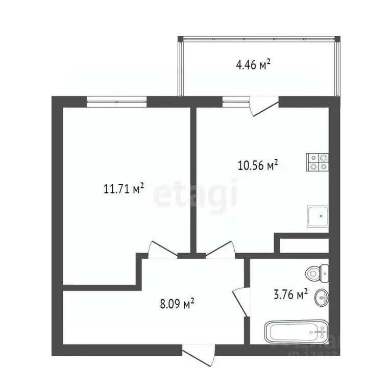1-к кв. Тюменская область, Тюмень ул. Раушана Абдуллина, 2к1 (34.0 м) - Фото 2