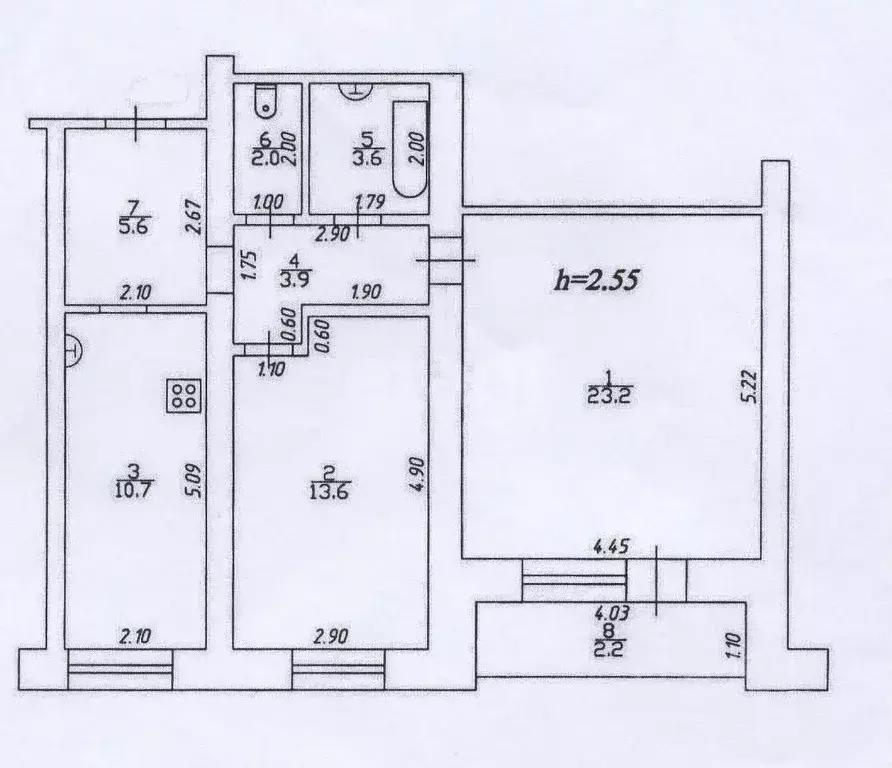 2-к кв. Татарстан, Казань Хлебозаводская ул., 6 (62.6 м) - Фото 2