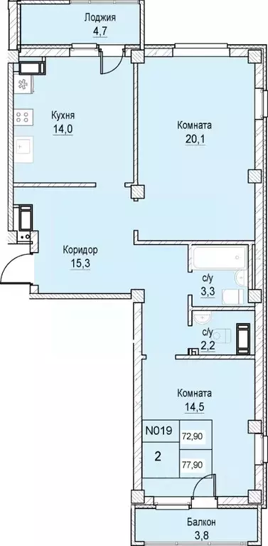 2-к кв. Нижегородская область, Нижний Новгород ул. Июльских Дней (72.9 ... - Фото 0