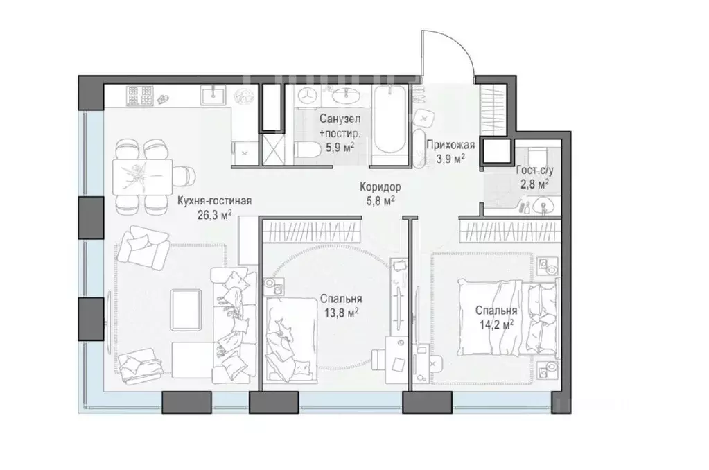 3-к кв. Москва просп. Генерала Дорохова, 39к1 (73.0 м) - Фото 2