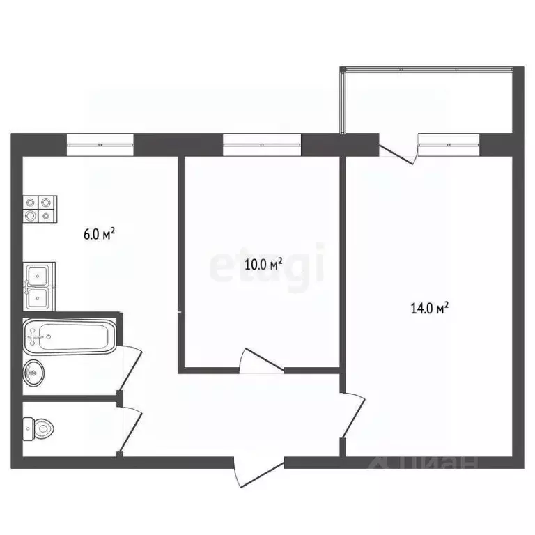 2-к кв. Костромская область, Кострома Якиманиха мкр, 5 (39.0 м) - Фото 0