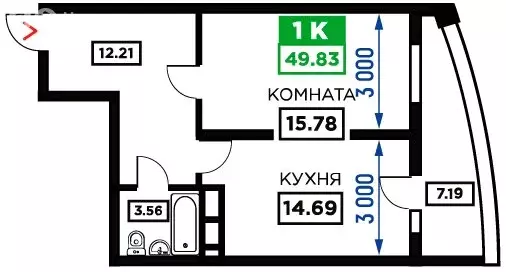1-комнатная квартира: Краснодар, Воронежская улица, 47Дк1 (50.25 м) - Фото 2