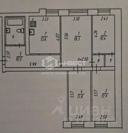 4-к кв. Мурманская область, Мурманск ул. Ломоносова, 21/10 (89.5 м) - Фото 2