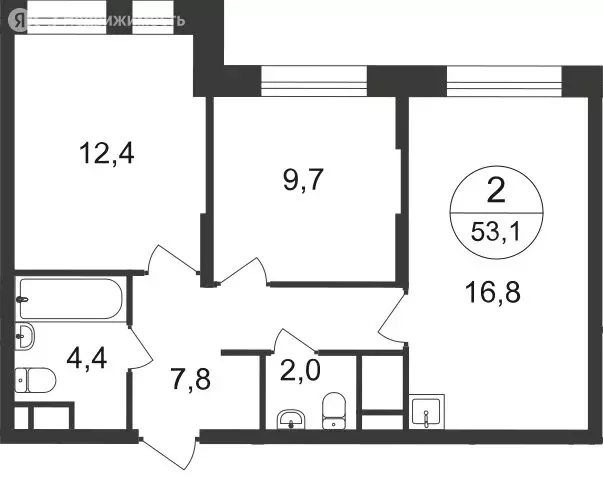 2-комнатная квартира: Московский, улица Лаптева, 9 (53.1 м) - Фото 0