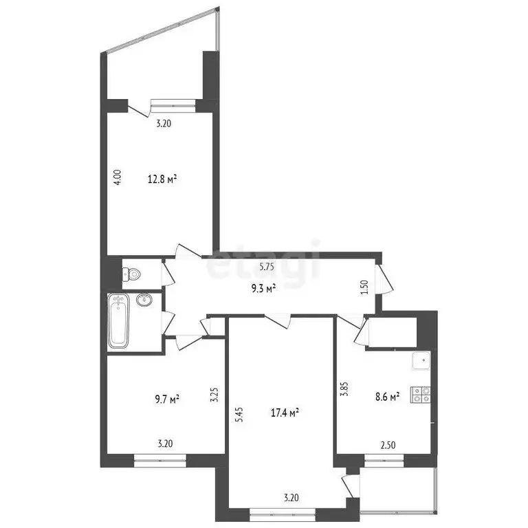 3-комнатная квартира: Симферополь, улица Воровского, 60 (63.3 м) - Фото 1