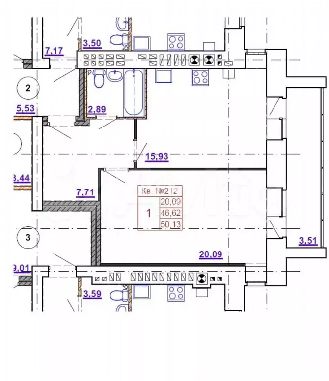 1-к. квартира, 50 м, 6/9 эт. - Фото 0