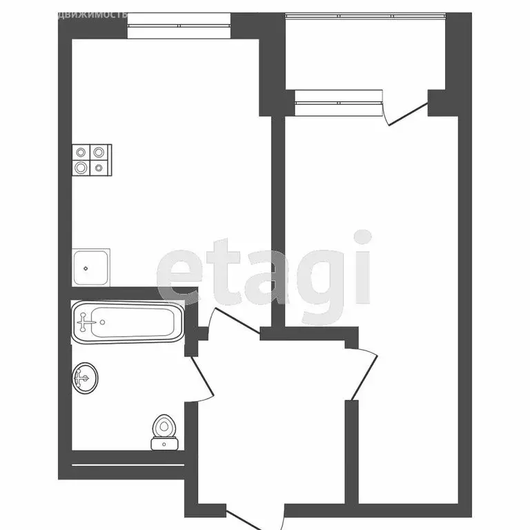 1-комнатная квартира: Тюмень, Полевая улица, 117к7 (33.8 м) - Фото 1