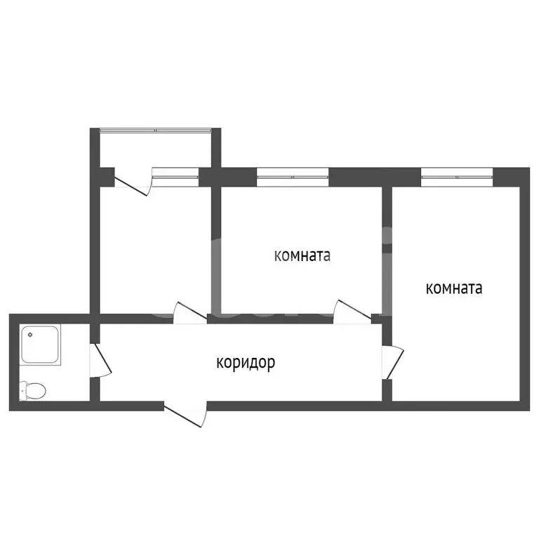 2-комнатная квартира: Тобольск, 9-й микрорайон, 3А (42 м) - Фото 1