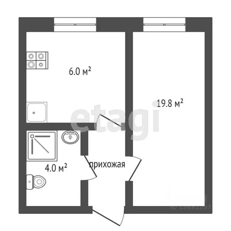 1-к кв. Коми, Ухта ул. Дежнева, 19 (29.1 м) - Фото 1