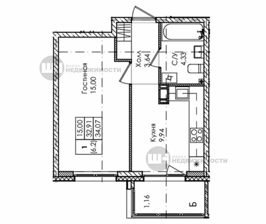 1-комнатная квартира: сестрорецк, жк лисино (32.91 м) - Фото 0