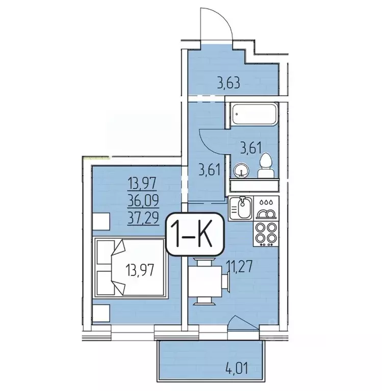 1-к кв. Бурятия, Улан-Удэ 140А мкр,  (37.29 м) - Фото 1