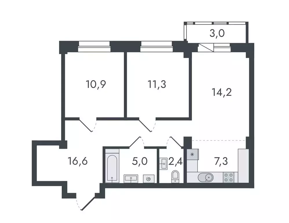3-комнатная квартира: Киров, Чистопрудненская улица, 13 (70.7 м) - Фото 0