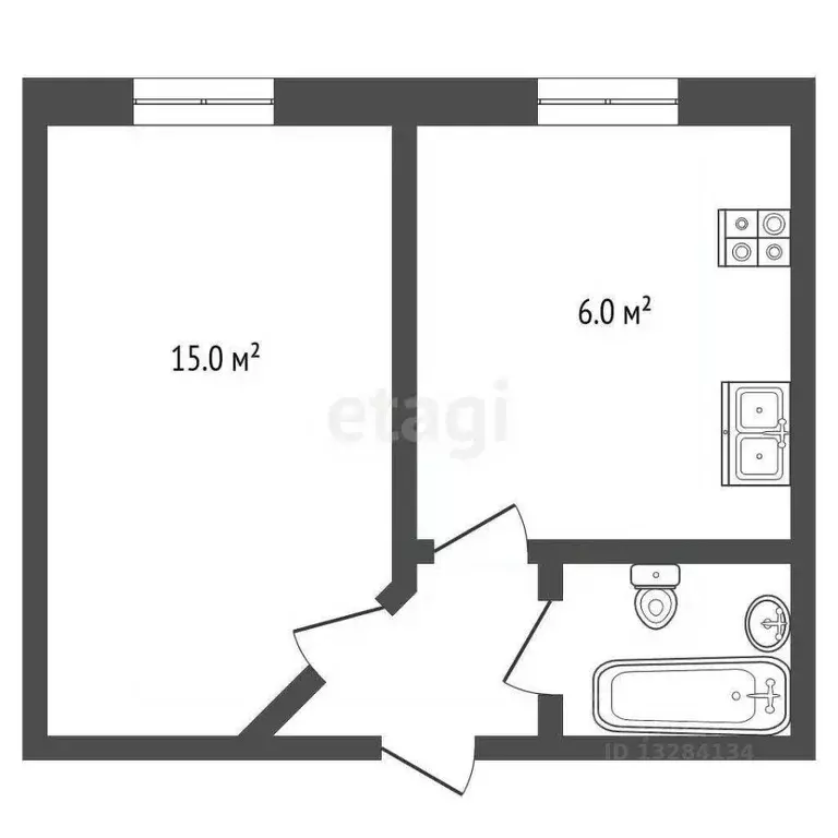 1-к кв. Вологодская область, Великий Устюг ул. Хабарова, 19 (26.0 м) - Фото 1