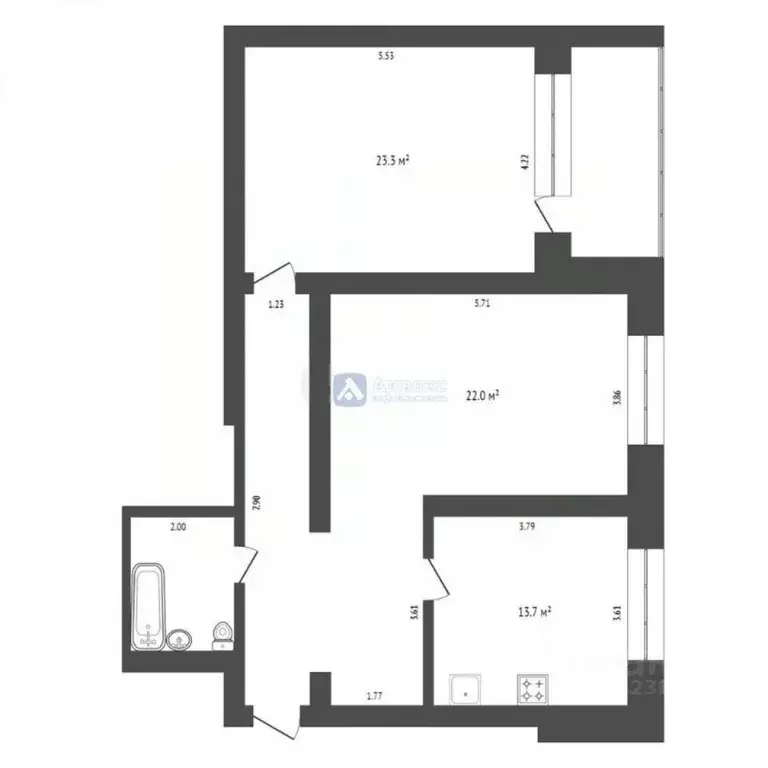 2-к кв. Тюменская область, Тюмень Комсомольская ул., 8 (81.4 м) - Фото 1